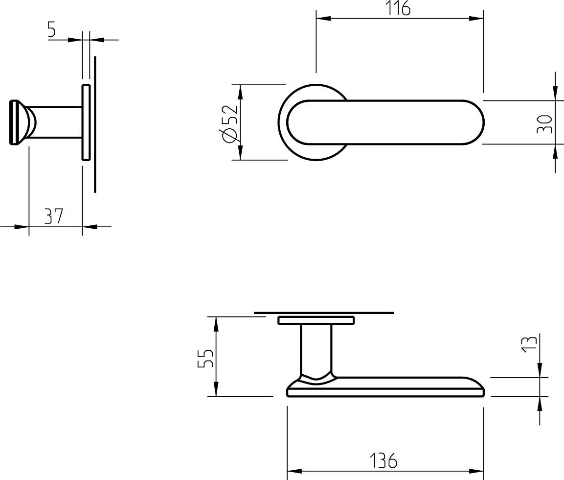 Ручка дверная TUPAI 4158 R 5S