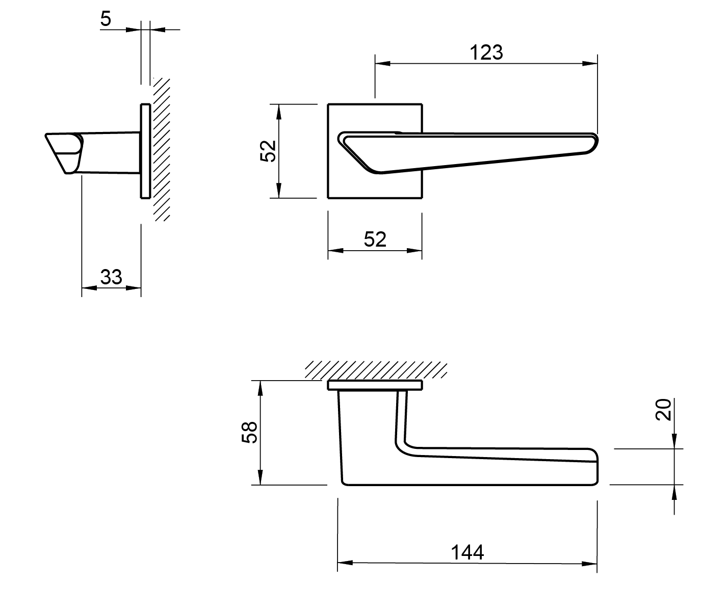 Ручка дверная TUPAI 4154 Q 5S